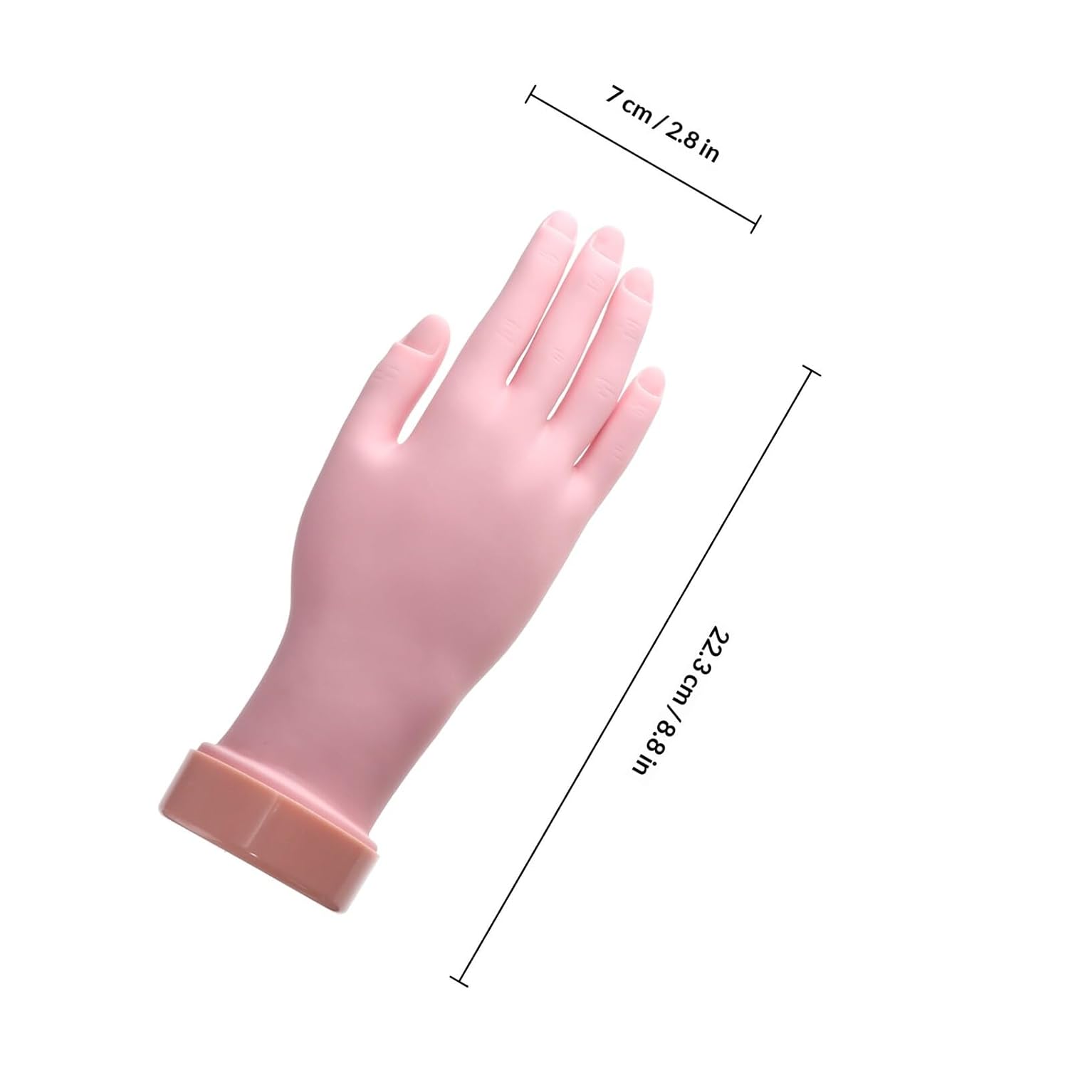 Professional Manicure Practice Hand Mold with 100 Nail Tips Flexible Silicone Fake Hand for Nail Art Training and Display