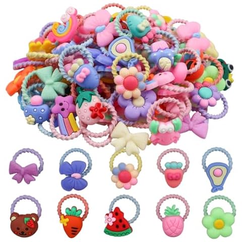 Ikosora 100 Pcs Girls Hair Accessories, Cute Hair Ties for Little Girls, Multicolor Toddler Hair Ties, Elastic Rubber Bands for Baby Girls Teens Toddlers, Infants, Teenagers and Children Cover