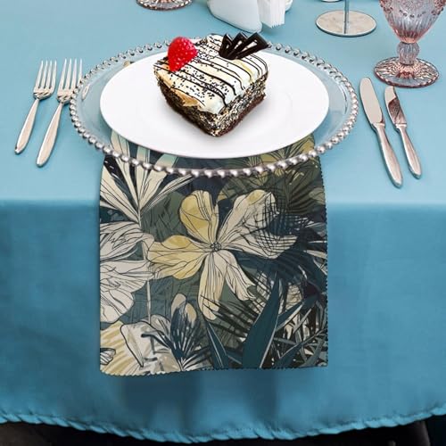 Servilletas de tela con flores amarillas y negras 4 unidades miniatura 4