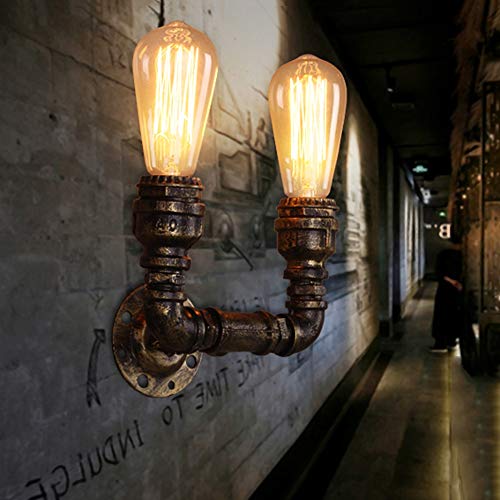 Lumière murale rétro industriel tuyau d'eau E27 en fer pour café