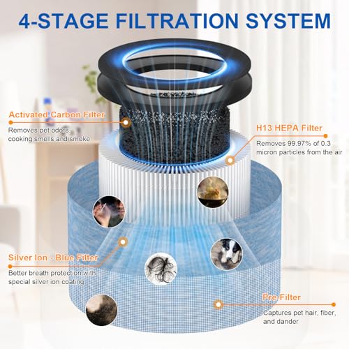 Image of AP200 Filter Replacement, Compatible with Instant AP200 Medium Air Puri-Fier, 3-in-1 H13 True HEPA Filter & Activated Carbon Filtration, Part# F200, 2 Pack