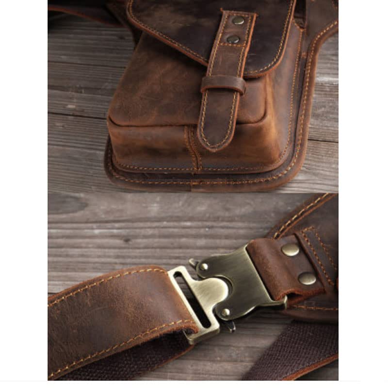 ELTOX Sacoche De Jambe Moto,Sac De Jambe Cuir rétro Moto-Sling-Sking-Taille Sac Multi-Fonctions Multi-Fonctions Sac à Jambe de Courroie Fanny