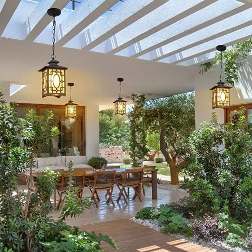 Lanterne en verre rétro E27 pour pavillon et suspension jardin