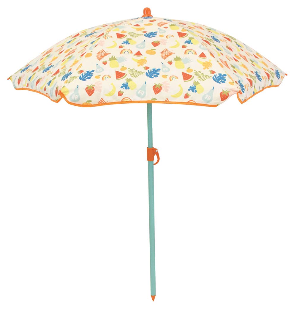 Fun House Fruity's Salon de Jardin - 1 Table H.46 x ø46 cm, 2 chaises H.53xl.38,5xP.37,5 cm et 1 Parasol H.125 x ø100 cm