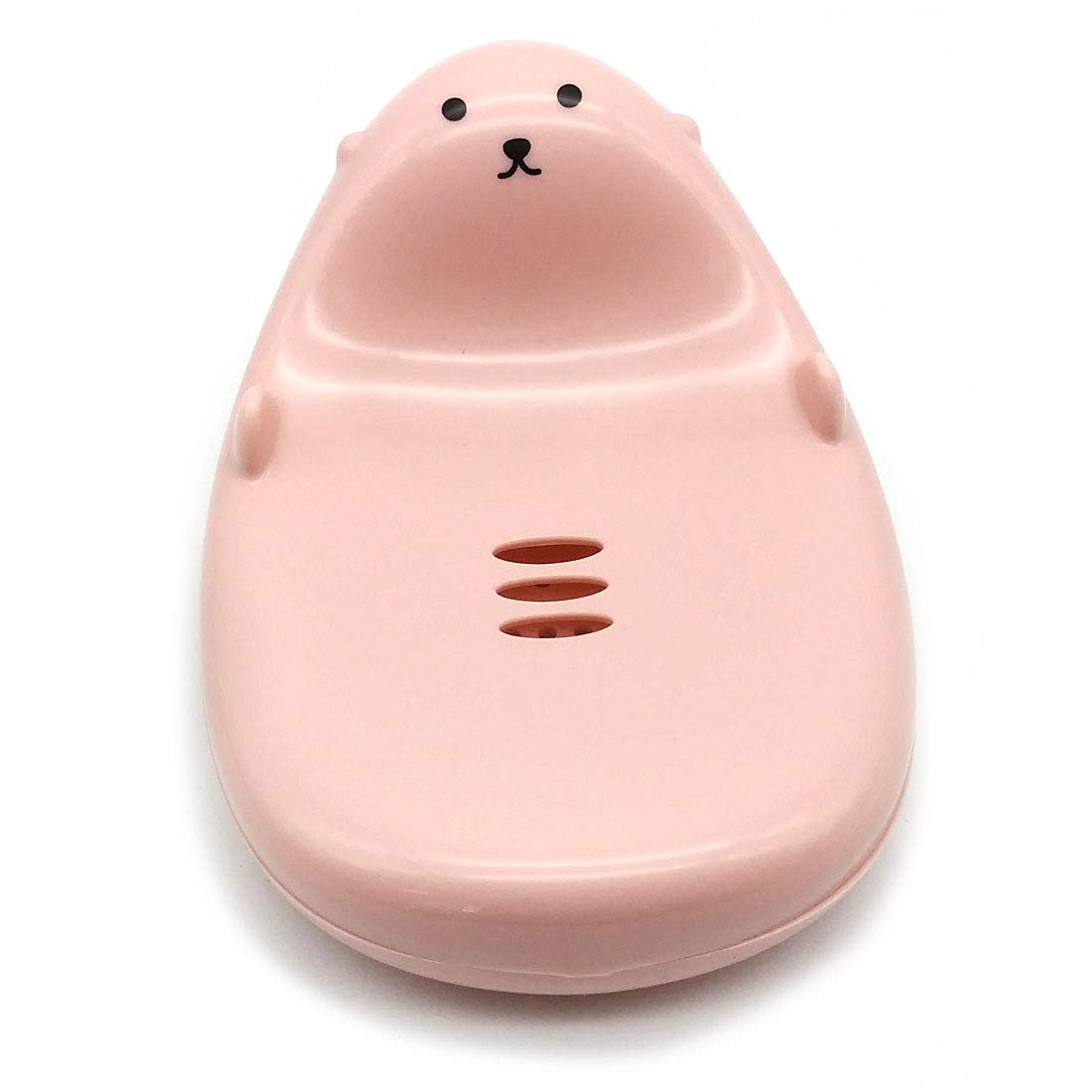 GARASANI Cute Cartoon Animal Soap Box Bathroom Creative Plastic Water Drain Soap Rack Washing Sponge Holder Concise Style (Pink)