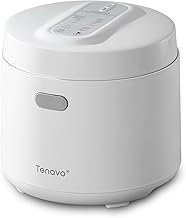 Tenavo Smart Mini Rice Cooker 3 Cups Uncooked,1.6L Portable Rice Cooker, Travel Rice Cooker Small for 2-3 People, Personal Grains Rice Cooker, Multi-cooker for Brown Rice, White Rice, Quinoa, Steel Cut Oats, and Grains, Touch Control, 400W, White