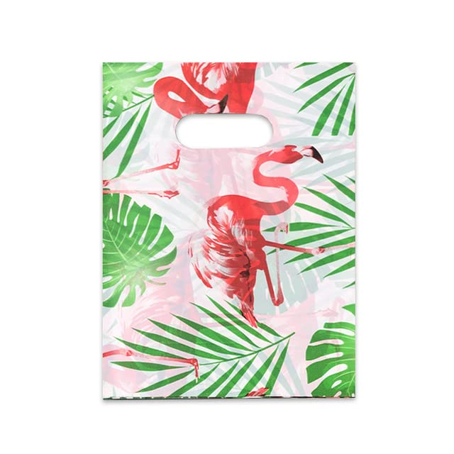 50/100 szt. Plastikowe torby na zakupy biznesowe torba na prezenty Poy Tote Bag dekoracja urodziny tort cukierki biżuteria prezent torebka flamingo, 100 szt., 25 x 35 cm