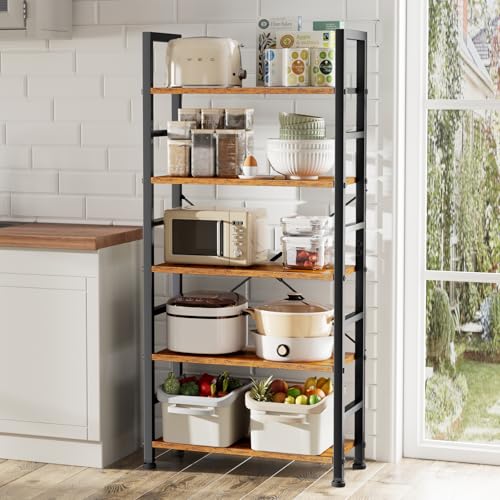 Sweetcrispy Book Shelf, 5 Tier Bookcase, Modern Tall Bookshelf for Books, Garage Kit, CDs, Movies, Industrial Corner Storage Organizer for Bedroom Home Office Kitchen Living Room - Image 8