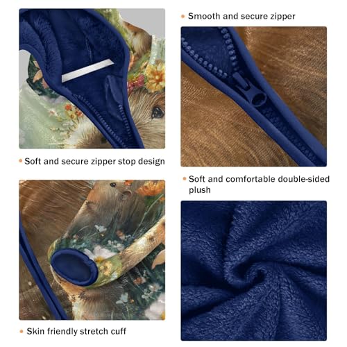 Three Cute Capybara Toddler Fleece Jacket Girl Boys Hooded Fleece Jacket Coat Warm Outwear Zip-up 3-10T3