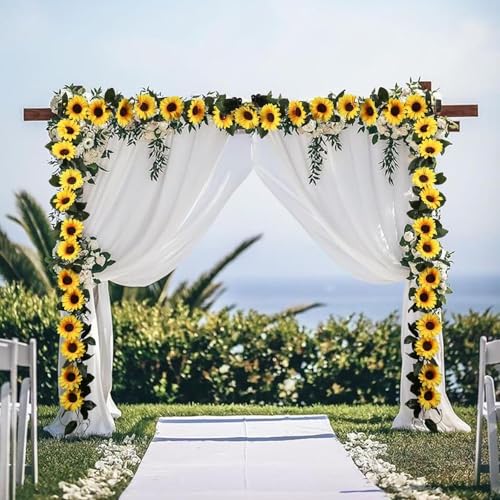 Image of TIED RIBBONS Set of 2 Artificial Sunflower Garland with Hanging String 10 Flowers (2.2 Meter) Garland for Decoration Wall Door Hanging Home Decor Balcony Indoor Outdoor Office Craft Decorative Items