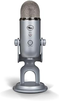 Logitech for Creators Blue Yeti USB Microphone for Recording, Streaming, Gaming, Podcasting on PC and Mac, Condenser Mic for Laptop or Computer with Blue VO!CE Effects, Adjustable Stand - Silver