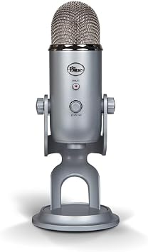 Logitech for Creators Blue Yeti USB Microphone for Recording, Streaming, Gaming, Podcasting on PC and Mac, Condenser Mic for Laptop or Computer with Blue VO!CE Effects, Adjustable Stand - Silver