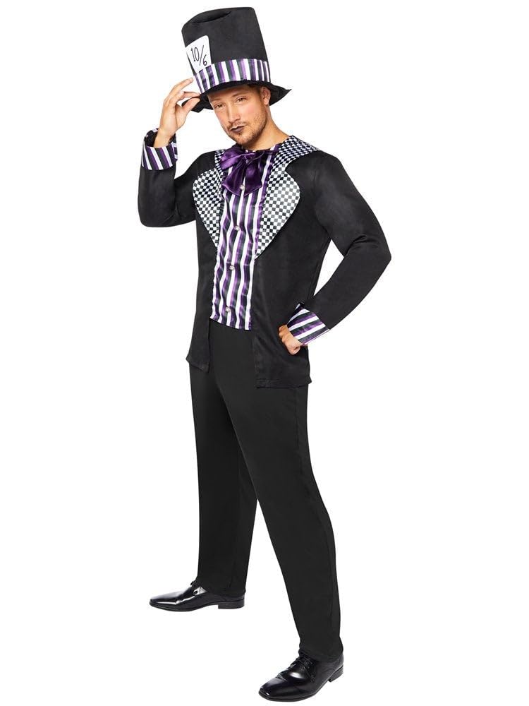 amscan (PKT) (9910020) Adult Mens Dark Mad Hatter Costume (Large)