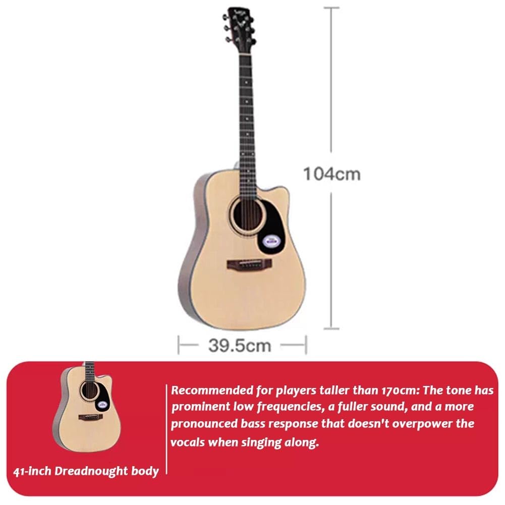 Chitarra Acustica Da 41 Pollici Per Principianti, Chitarra A Cassa Sottile Di Dimensioni Standard Con Spalla Mancante, Adatta Per Adulti E Adolescenti, Con Custodia Morbida(Sandstorm color)