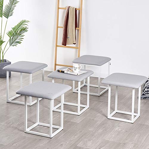 Tabouret de canapé empilable 5 en 1 à roulettes et repose-pieds cube