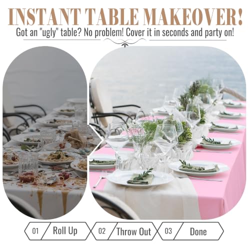 Image of Plastic Table Cloth Disposable, 54IN X 300FT Disposable Tablecloth Roll