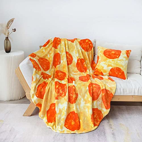 Image of Bnuitland 72 Inch Pizza Funny Blanket with Pillow Cover (18x18 inch), 300 GSM Double Sided Giant Novelty Tortilla Realistic Food Blanket for Your Family, Adults and Kids