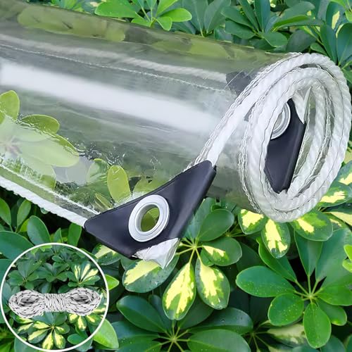 Clear Tarp 3x6 FT - 14 Mil Clear PVC Tarps with Grommets, Heavy Duty Waterproof, UV Resistant, Tear & Cold Proof, Transparent Cover for Greenhouse, Patio, Canopy, Outdoor