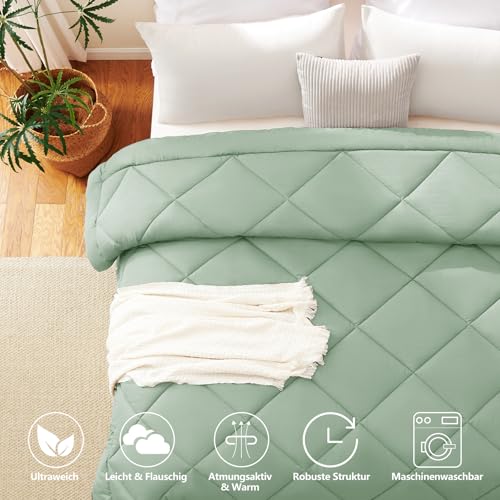 CozyLux Bettdecke 155x220 cm Salbeigrün für 4 Jahreszeiten – Ansicht 4