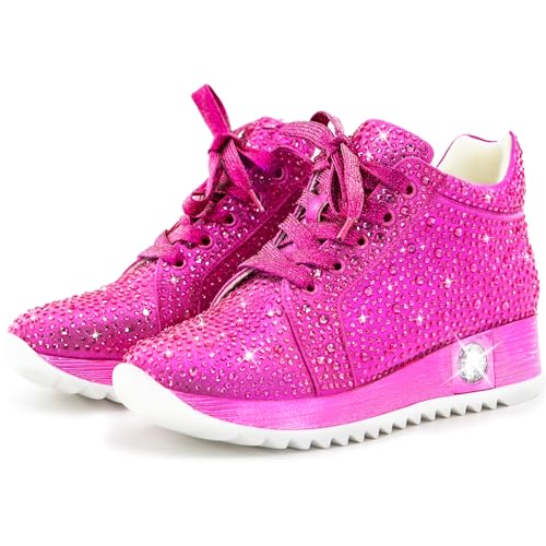 Image of FINDVELL Women's Fashion Glitter Sneakers Platform Wedge Shoes Sparkly Rhinestone High Top Sneakers Trendy Sequin Shoes Wedding Bride Dress