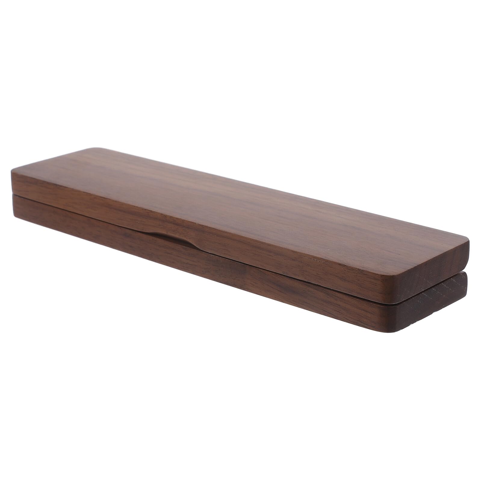 Healvian Wooden Pen Storage Organizer Walnut Flip-Top Pen Box Single Slot for Desk Accessories