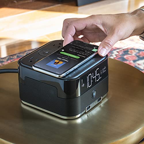 Brandstand | Cubietrio+ | User Friendly & Convenient Charging Alarm Clock | Qi Wireless Charger | Bluetooth Speaker |2 Usb Ports | 2 Tamper Resistant Sockets #TOP2