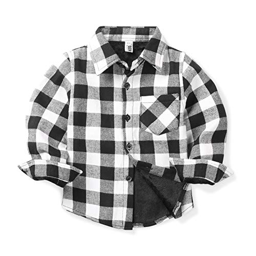 Chemise à carreaux doublée polaire garçon Aeslech haut chaud manche longue