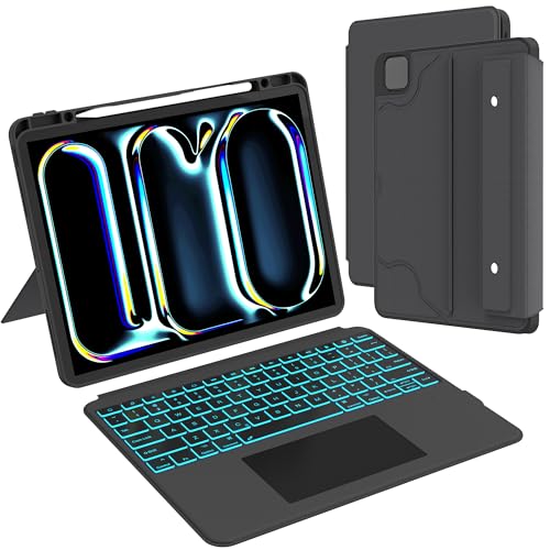 for iPad Pro 13-inch (M4) 2024 Case with Detachable Keyboard : 7 Color Backlit, Smart Touchpad, Vertical Stand, Auto Sleep/Wake up, Folio Tablet Keyboard Case with Pen Holder for 13
