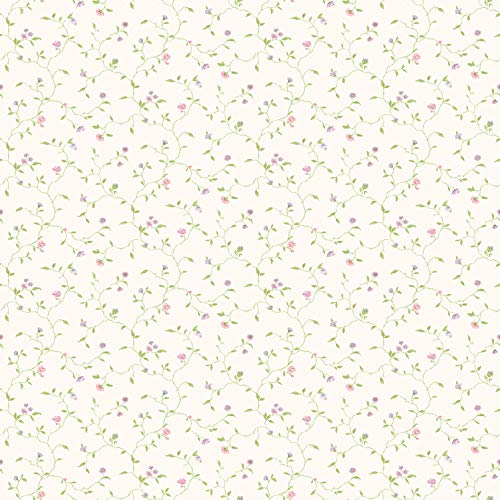 Galerie G67923 Miniatures 2 Small Flower Vines Design Wallpaper, Pink/White, 10m x 53cm