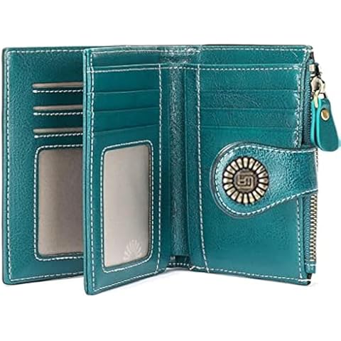Achieer Women’s Wallet PU Leather Large Capacity Short Purse RFID Blocking Buckle Zip Bag, Ladies Credit Card Holder Clutch Cover