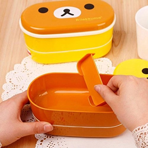 Cute Cartoon Animal Bento Rice Box Set Double Layer Food Container For