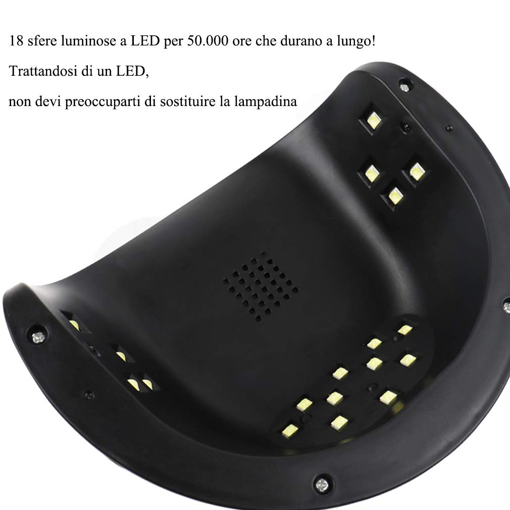 ANGNYA 54W Lampada Unghie LED UV Professionale per Manicure/Pedicure, Sensore di Avvio Automatico con La Possibilità di Impostare 3 Timer 30/60/99S
