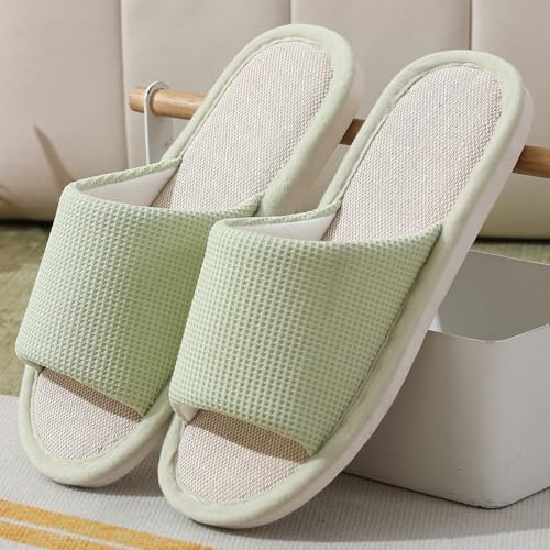 Womens Slipper Non-slip Four Seasons Cotton Linen Slippers Sole Bedroom Cozy Indoor Outdoor Home Slides for Women2