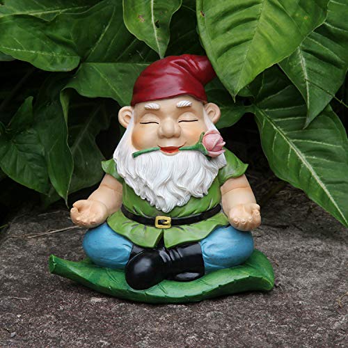 Ccoqus Zen Gnome Garden Statue,Yoga Gnome Figurine - Outdoor Lawn Patio Fairy Garden Decor (Red) #TOP1