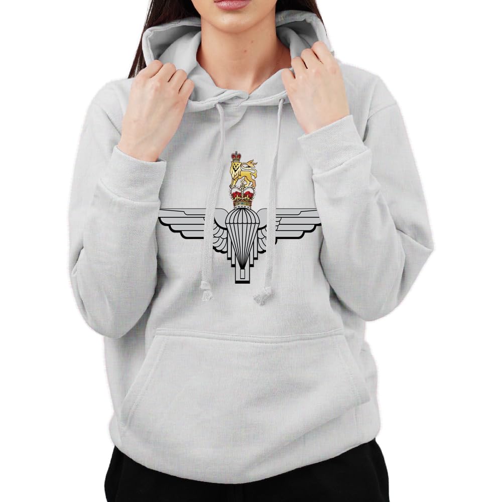 Graphic Impact Unisex Grey Inspired The Parachute Regiment Badge Hoodie Cap Logo Hoodie (, Xlarge)