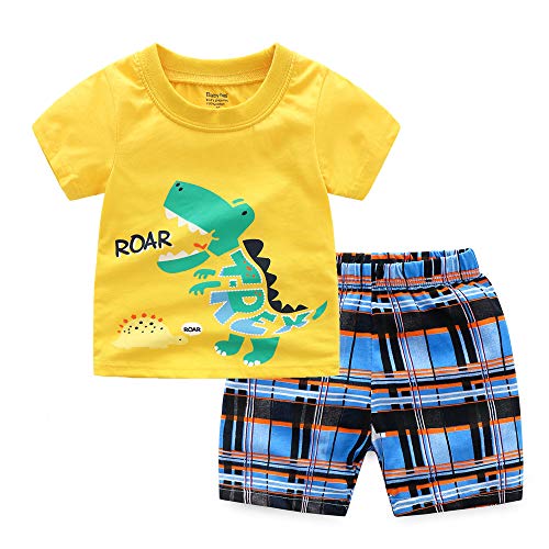 Little Big Boys Pajamas Set 100% Cotton Kids Short Snug Fit Pjs Summer Toddler Sleepwear (S401, 5T)