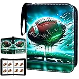 Football Card Binder, Trading Card Binder 4 Pocket with 50 Removable Sleeves Fits 400 Sport Cards, 3 Ring Card Holder Binder with Zipper, Collector Storage Album