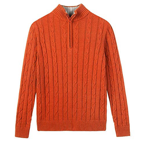 Image of Kid Nation Boys Sweater Cotton Quarter Zip Sweater Kids Cable Knit Pullover | Casual 1 /4 Zip Sweater for Child 3-14 Years (Previously Amazon Essentials)