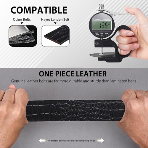 Image of HAYES LONDON Belts for Men Leather Original, Formal & Casual Leather Belt with Solid Metal Curved Buckle