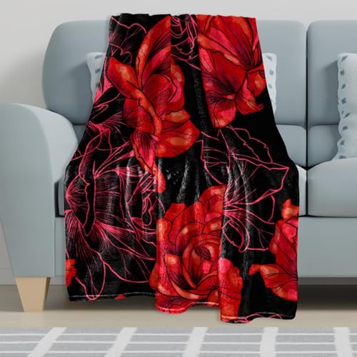 Couverture polaire roses rouges plaid chaud douce lits canapés chaises 150x100