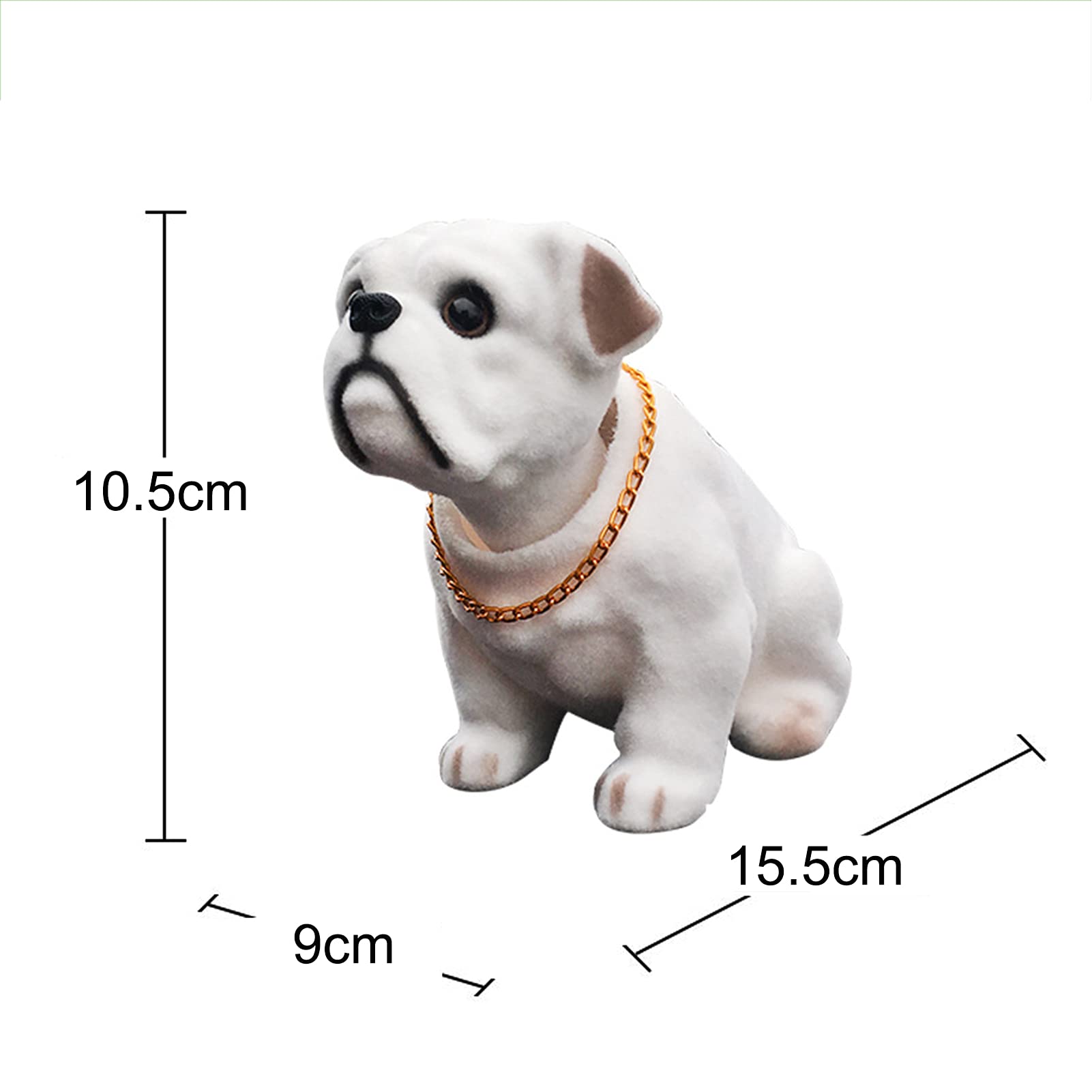 Dekaim Car Doll Resin Cute Shaking Head Dog Decoration for Car Interior Home Desktop Ornament(Bulldog), White - Image 2