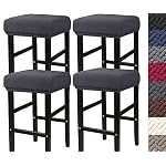 HFCNMY Stool Covers Rectangle,4 Pack Stretch Rectangle Bar Stool Covers Jacquard Vanity Stool Cover Washable Counter Stool Covers Bar Stool Seat Covers Saddle Seat Cover with Elastic Bands Dark Gray