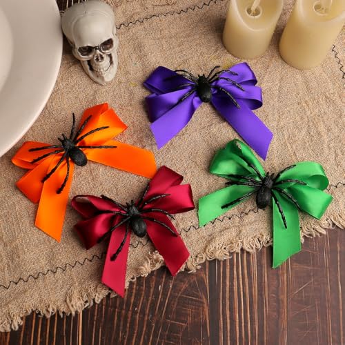 Image of Havilah Halloween Hair Clip 2 Pcs - Spider Bow Accessory for Cosplay Cute Side Clip Unique Bangs Clip - Purple