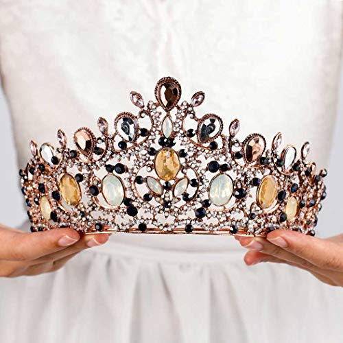 Baroque Crowns Tiaras and Crowns for Women Shiny Crystal Bride Wedding Queen Crowns for Women Decorative Princess Vintage Tiaras Halloween Rhinestones Hair Accessories for Women and Girls