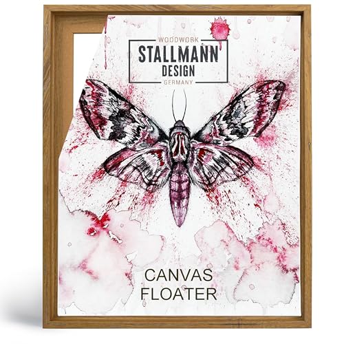 Stallmann Design Schattenfugenrahmen 80 x 120 cm | Farbe: Eiche mit Zinn | Leer-Rahmen für Leinwände auf Keilrahmen | mit Montagezubehör | ohne Glas und Rückwand