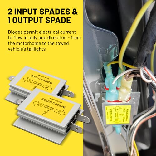 Oyviny Hy-Power Diodes, Trailer Light Wire Diodes, 2 Input&1 Output Spade Towed Vehicle Diodes Kit, Tail Light Isolating Diodes For Motorhome Trailer 4PCS