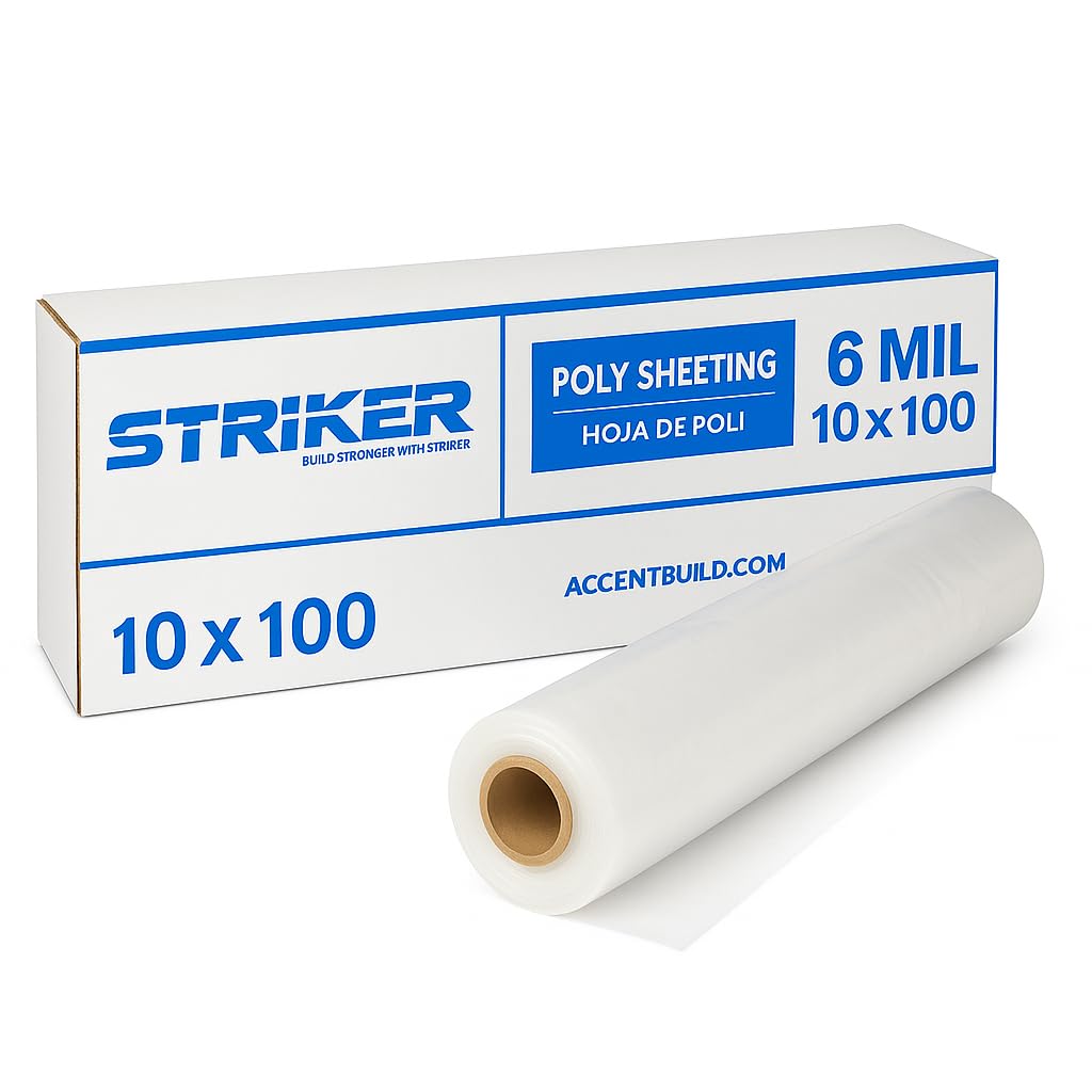 Plastics Clear 6 Mil Plastic Sheeting 10' x 100' – Heavy Duty Poly Sheeting – Crawl Space Vapor & Moisture Barrier Cover, Painters Plastic Drop Cloth for Floor, Carpet & Furniture Protection