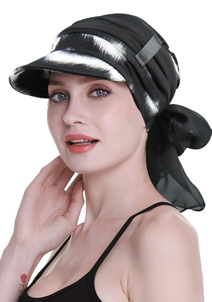 FocusCare Casquette Newsboy pour Femmes Chemo Headwear avec écharpes Cadeaux Perte de Cheveux Disponible Toute l'année