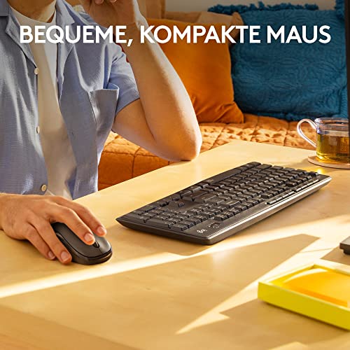 Logitech MK295 kabelloses Tastatur-Maus-Set mit SilentTouch-Technologie, Shortcut-Tasten, optischer Spurführung, Nano USB-Empfänger, verzögerungsfreier Drahtlosverbindung, QWERTZ layout - Graphit, PC – Bild 5