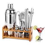 Increíble y antioxidante: juego de cóctel resistente y de alta calidad. Este juego de accesorios de bar está hecho de aleación de acero inoxidable de la más alta calidad. No te preocupes. Olvídate del desgaste con estos suministros de bar profesionales. Nuestro juego para barman está hecho de acero inoxidable de grado alimenticio para ofrecer una durabilidad sin precedentes y añadir elegancia.